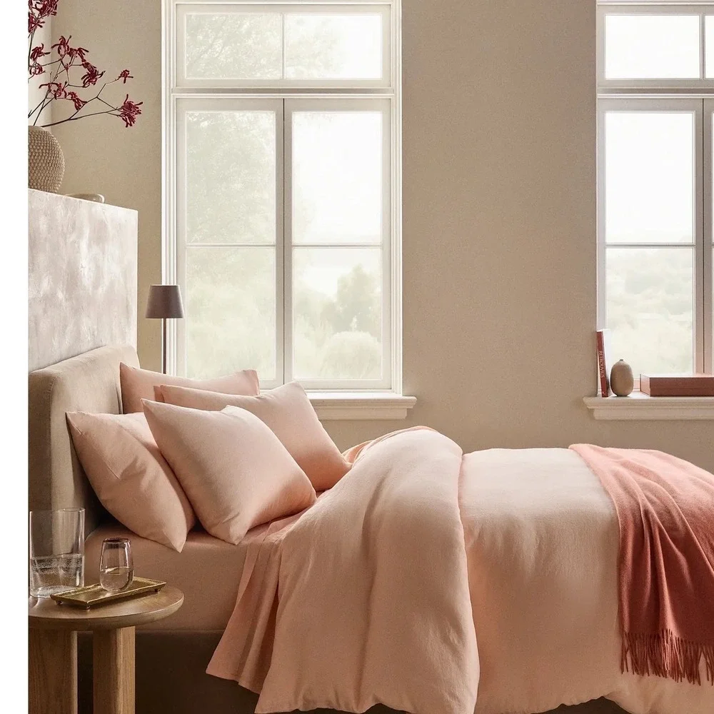 Quince European Flax Linen Duvet Cover Set King/Cal King Peach Size King Bedding